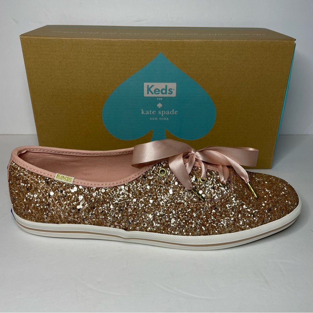 NWB Keds X Kate Spade Rose Gold Glitter Sneakers